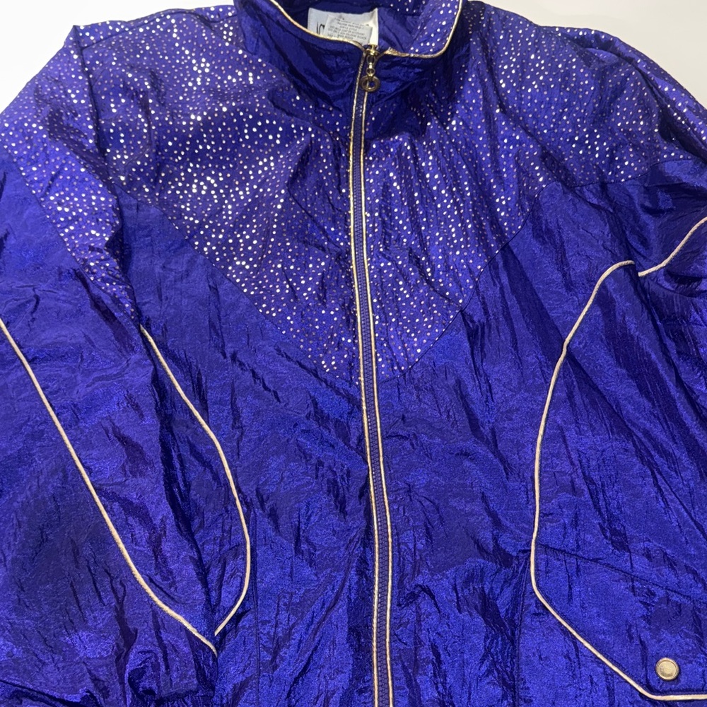 Vintage Active Frontier Purple Windbreaker Jacket with Gold Accents‎
